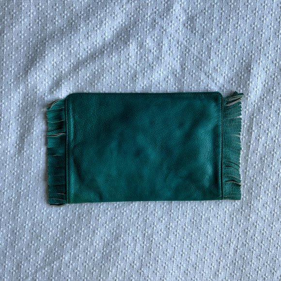 Tasha Polizzi Teal Fringe Clutch - Picture 2 of 7